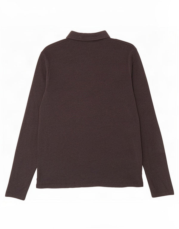All Saints Mens Long Sleeve Polo Shirt Small Grey Cotton