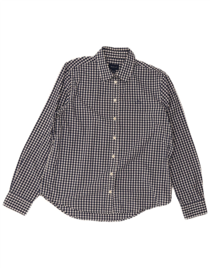 Gant Damenhemd UK 12 Mittelblaue Gingham-Baumwolle