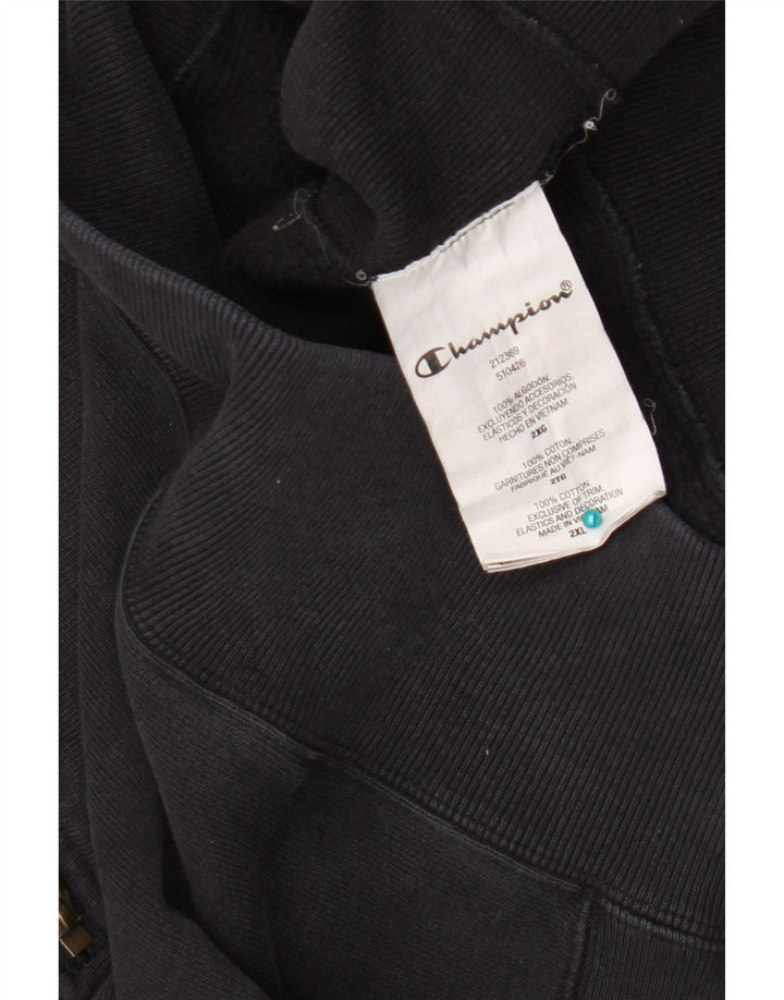 Champion Mens Zip Neck Sweatshirt Jumper 2XL Grey Cotton