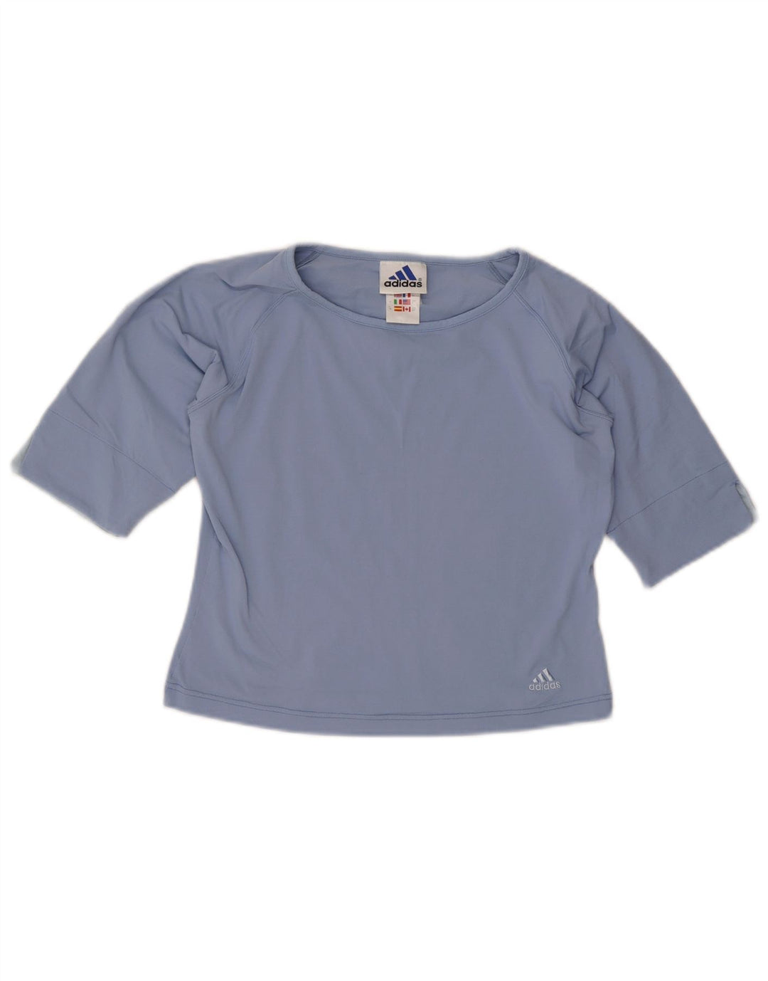 Adidas Womens Crop T-Shirt Top UK 10 Small  Blue Polyester