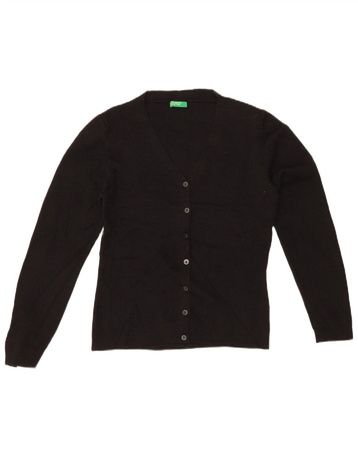 BENETTON Womens Cardigan Sweater UK 10 Small Black Wool