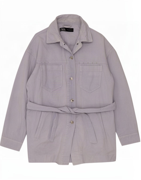 Zara Womens Oversized Utility Jacket UK 14 Medium Blue Cotton