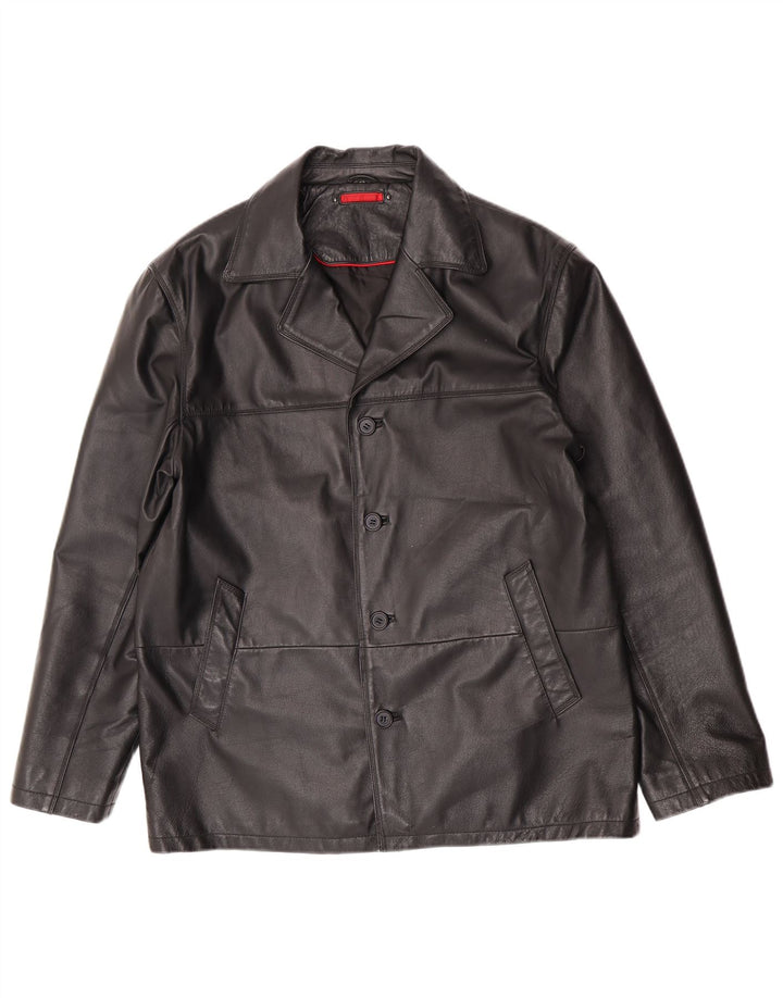 Vintage Herren Lederjacke IT 52 XL Schwarzes Leder
