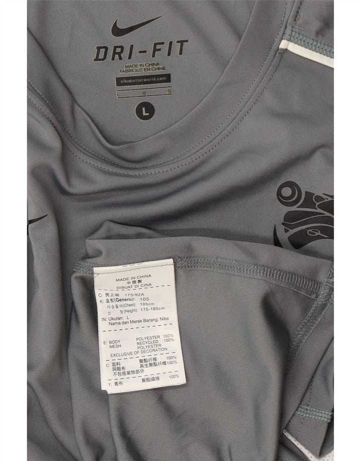 Nike Mens Dri Fit T-Shirt Top Large Grey Colourblock Polyester