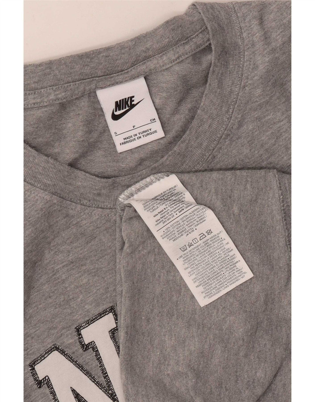 Męski T-shirt z grafiką Nike, mały, szary, bawełniany w paski