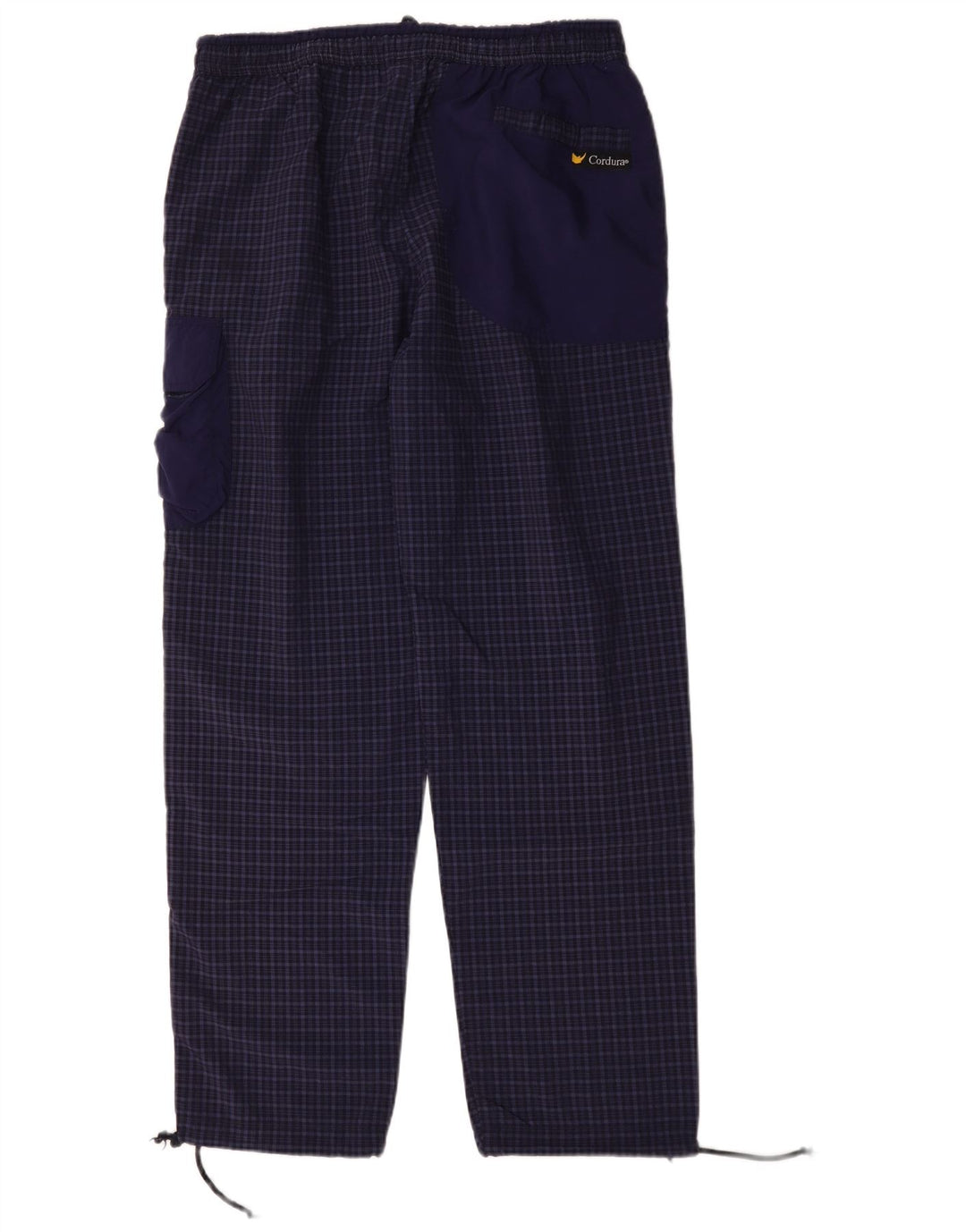 Bailo Mens Straight Cargo Trousers XL Navy Blue Check Polyamide