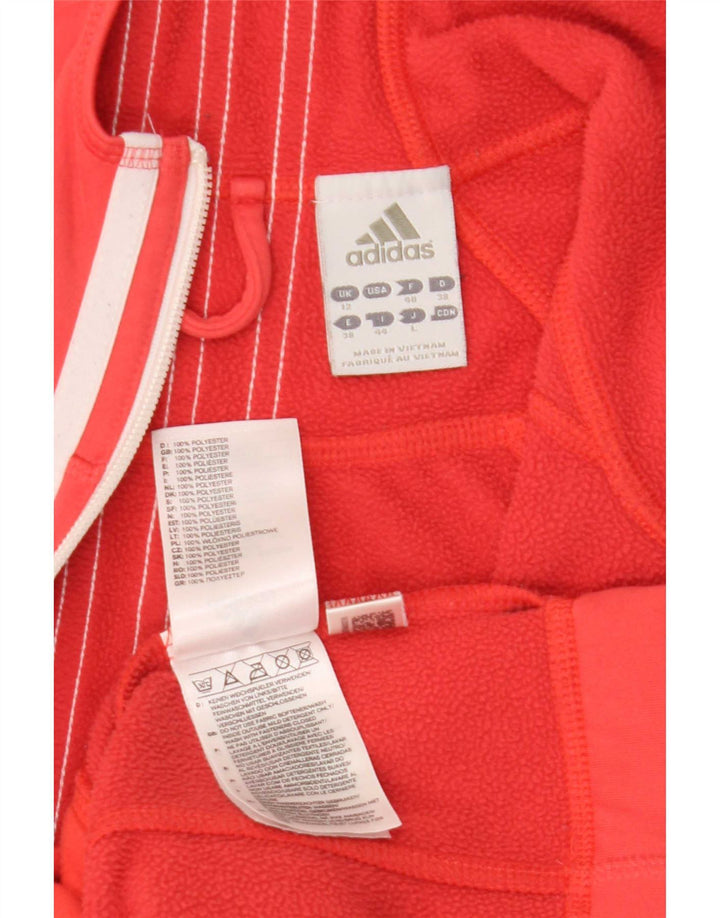 Adidas Womens Climawarm Zip Hoodie Sweater UK 12 Medium Red Polyester