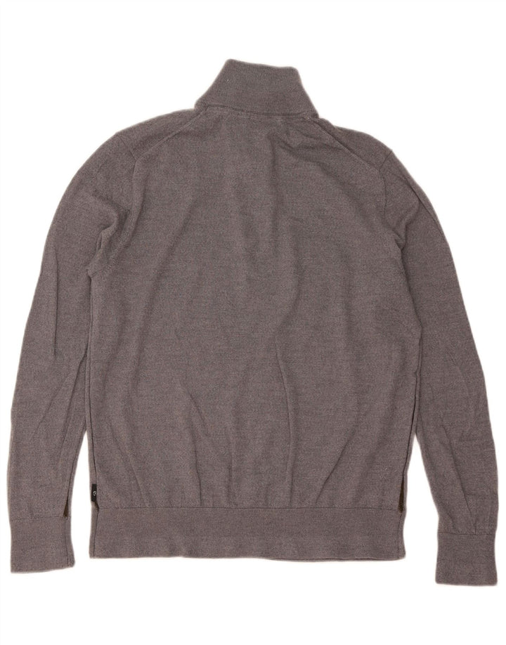 TED BAKER Herre Zip Neck Jumper Sweater Størrelse 6 2XL Grå Uld