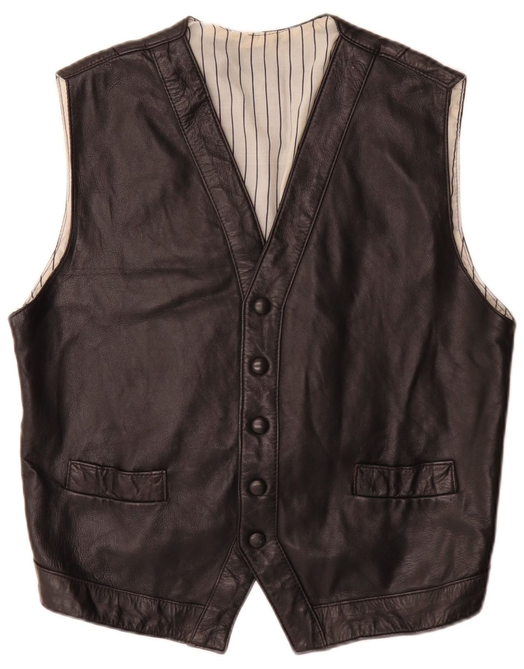 Chaleco de cuero vintage para hombre medio negro