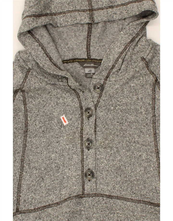 EDDIE BAUER Womens Hoodie Jumper UK 16 Large Grey Flecked Polyester Vintage Eddie Bauer and Second-Hand Eddie Bauer from Messina Hembry 