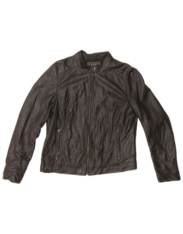 Giacca da corsa in pelle da donna Esprit UK 16 grande in pelle nera