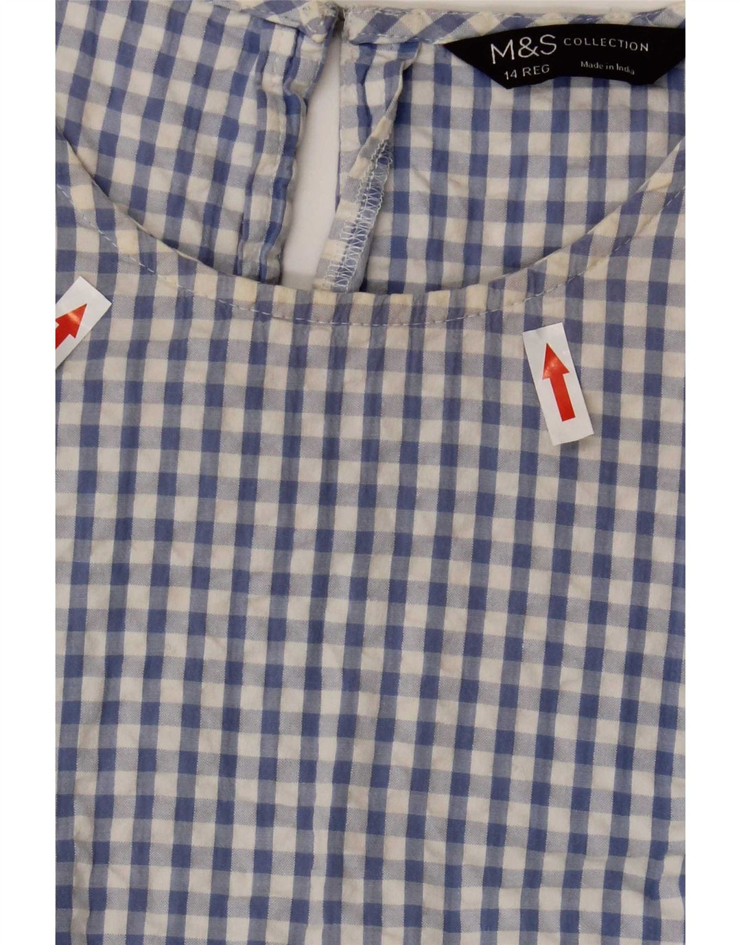 Marks & Spencer Robe longue pour femme UK 44 en coton vichy bleu moyen
