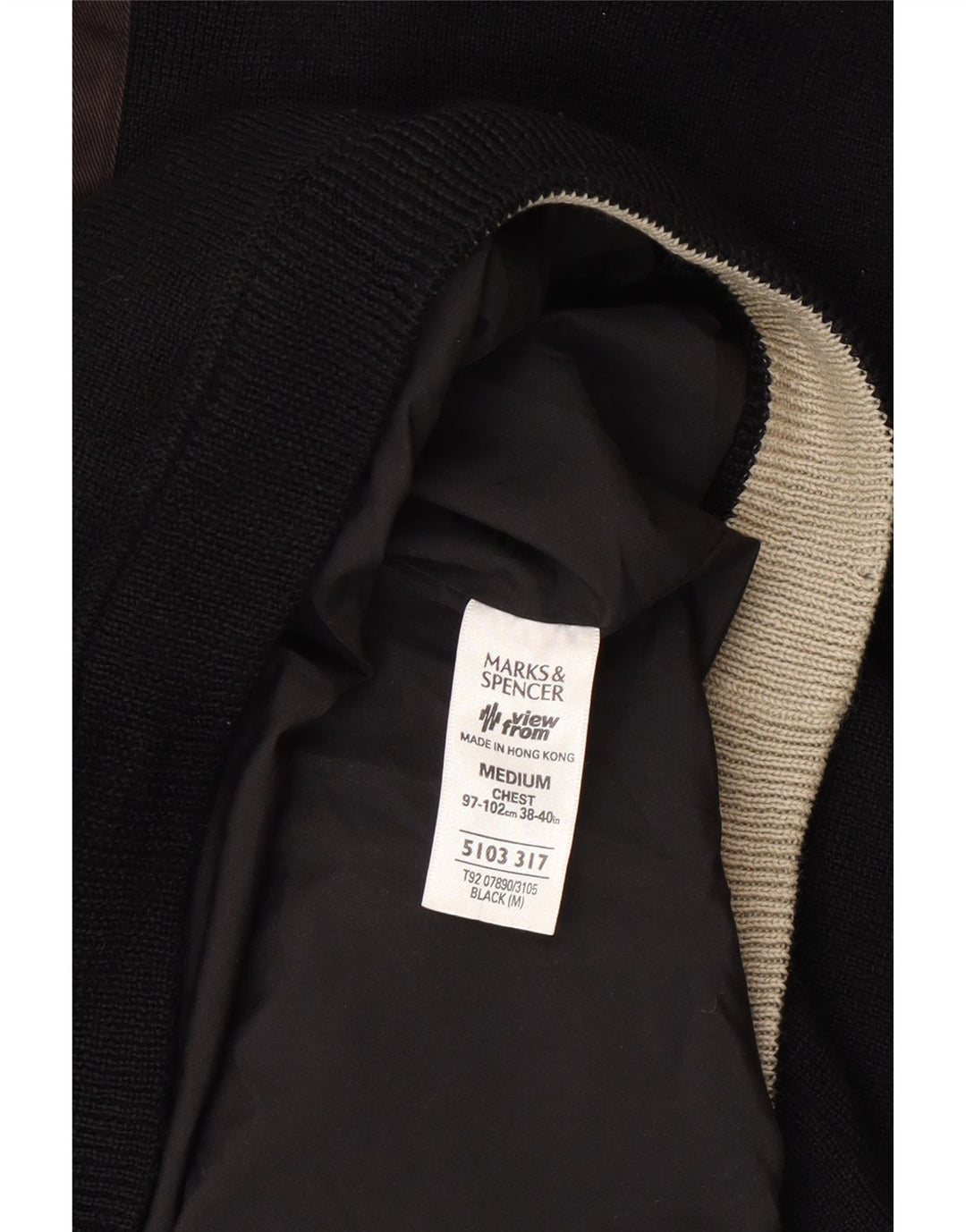 Marks & Spencer Męski sweter z zamkiem błyskawicznym, średni czarny akryl