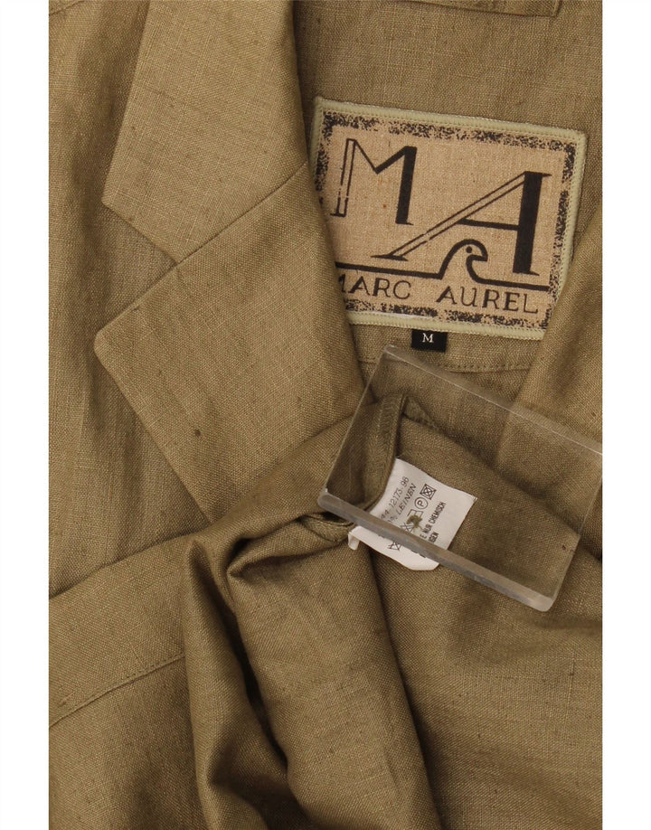 Marc Aurel Dame Oversized 4 Button Blazer Jacket UK 14 Medium Khaki Linen