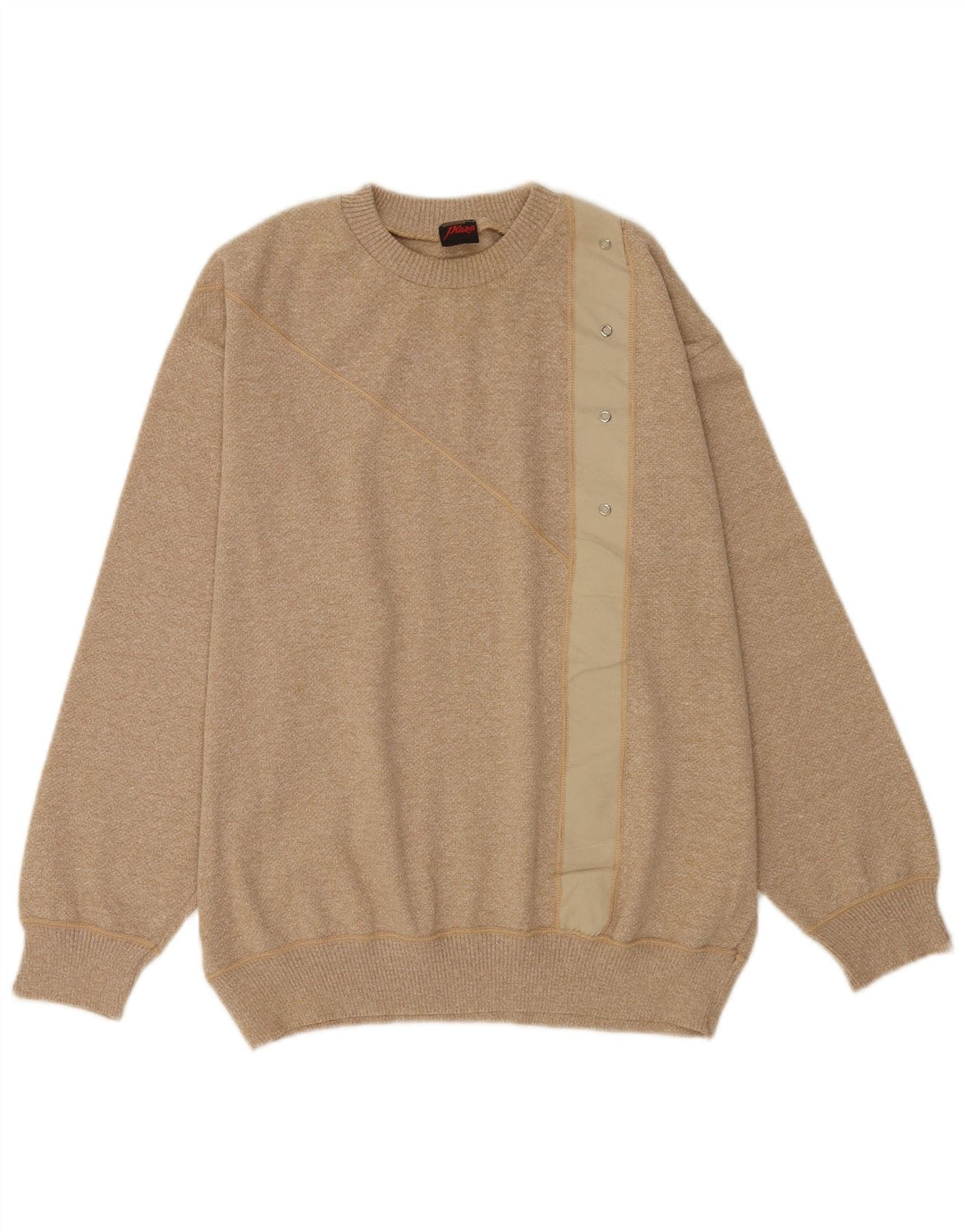 Maglione girocollo da uomo vintage a righe larghe beige