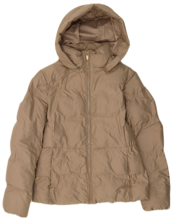 Giacca imbottita con cappuccio da donna ZARA UK 14 Poliestere beige medio
