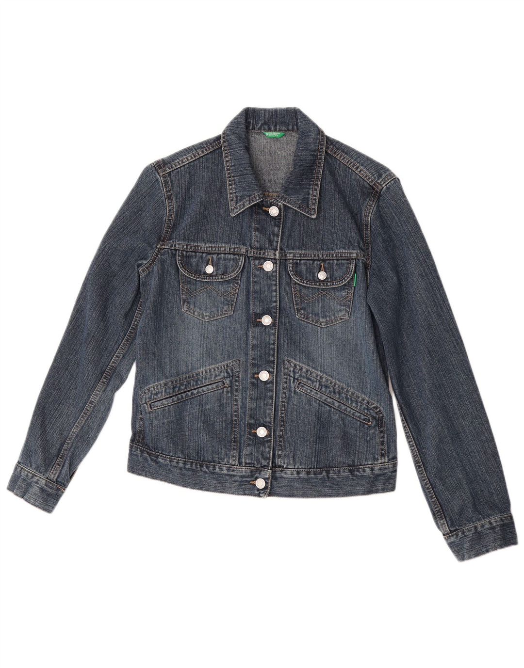 Benetton Womens Denim Jacket UK 10 Small Blue Cotton