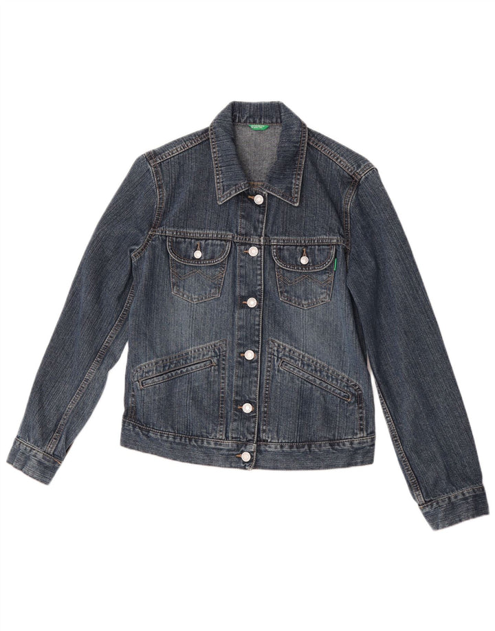 Benetton Womens Denim Jacket UK 10 Small Blue Cotton