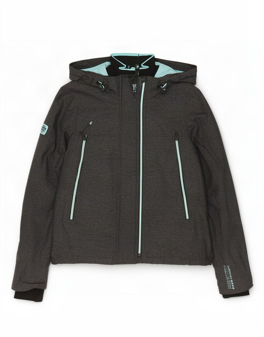 Superdry γυναικείο μπουφάν βροχής με κουκούλα UK 16 Large Grey Nylon