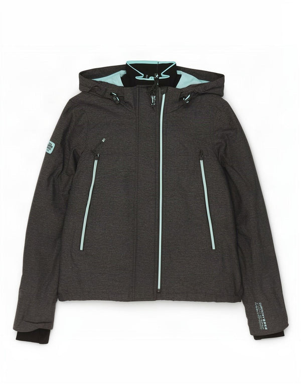 Superdry γυναικείο μπουφάν βροχής με κουκούλα UK 16 Large Grey Nylon