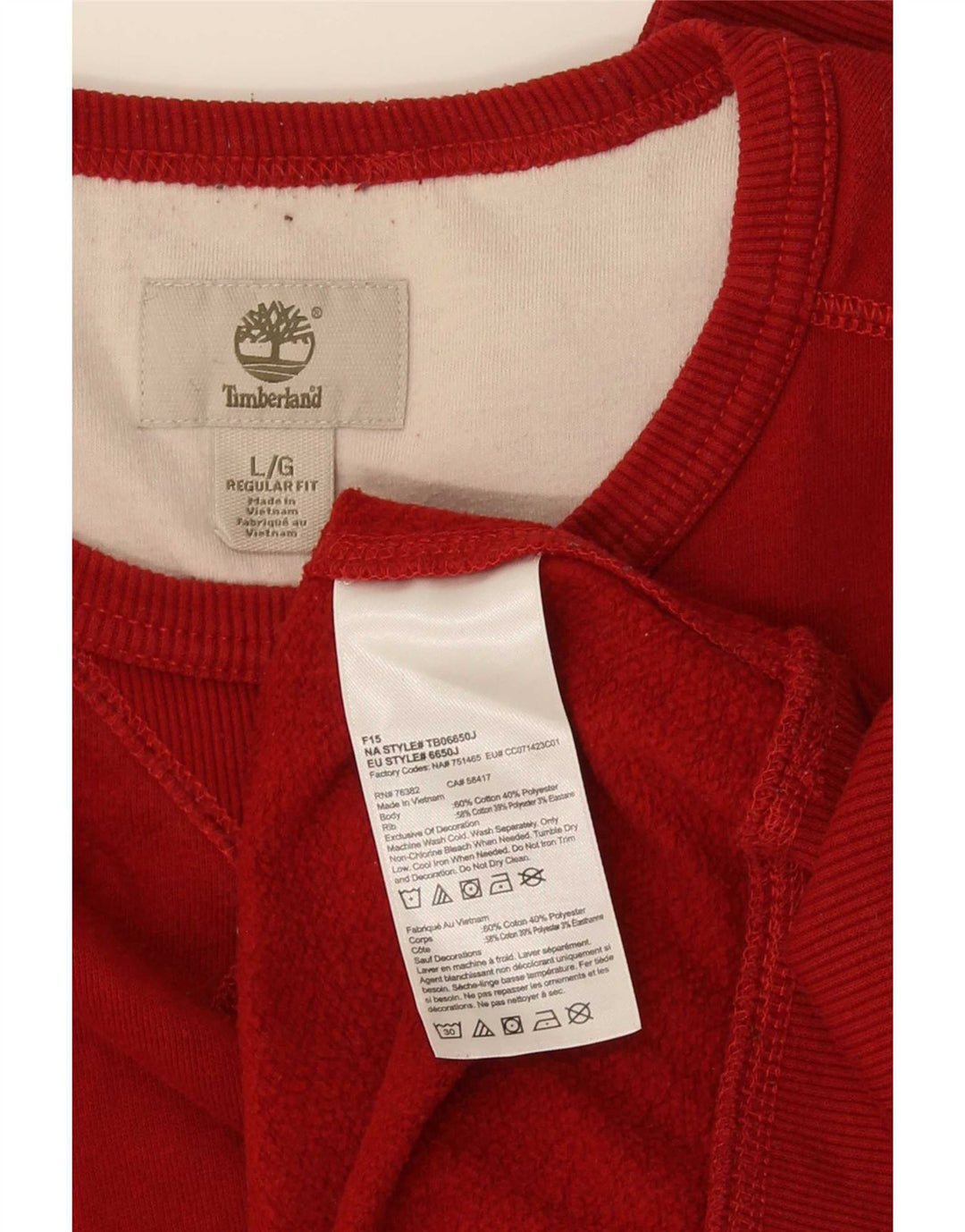 Timberland Mens Regular Fit Sweatshirt Jumper Large Red Cotton
