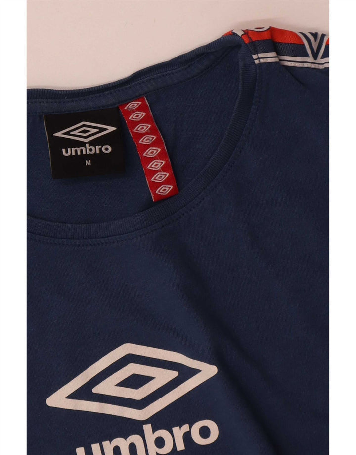 Umbro Mens Graphic T-Shirt Top Medium Blue Colourblock Cotton