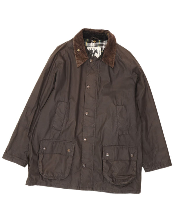 Vintage Mens Waxed Cotton Jacket UK 44 2XL Black