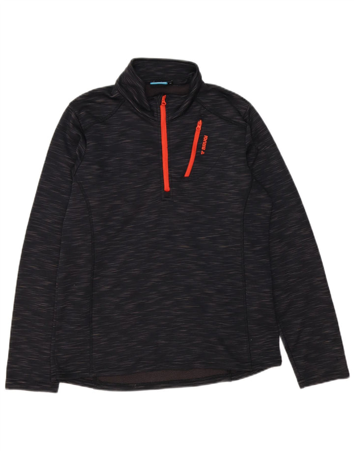 Brugi Sweatshirt med lynlås til mænd, lille, sort flækket polyester