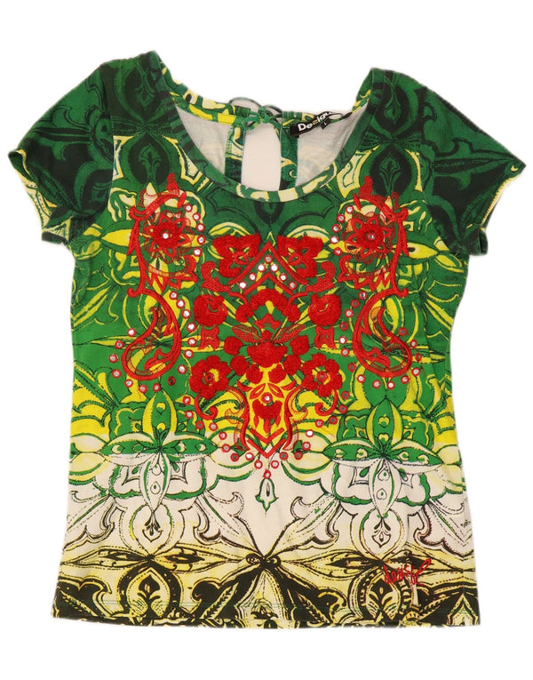 Bluză cu grafică Desigual, pentru femei, UK 14, bumbac mare, verde, paisley