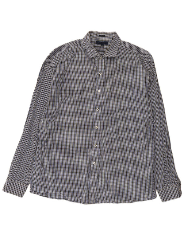 Camicia slim fit da uomo Tommy Hilfiger taglia 18 2XL cotone a quadretti blu