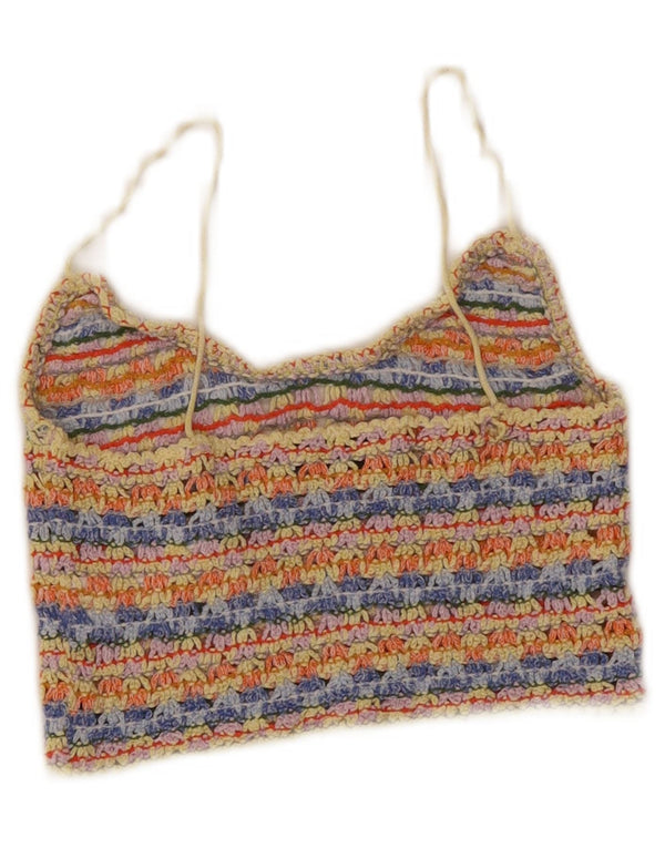 Zara Womens Crochet Crop Top UK 8 Small Multicoloured Striped Viscose
