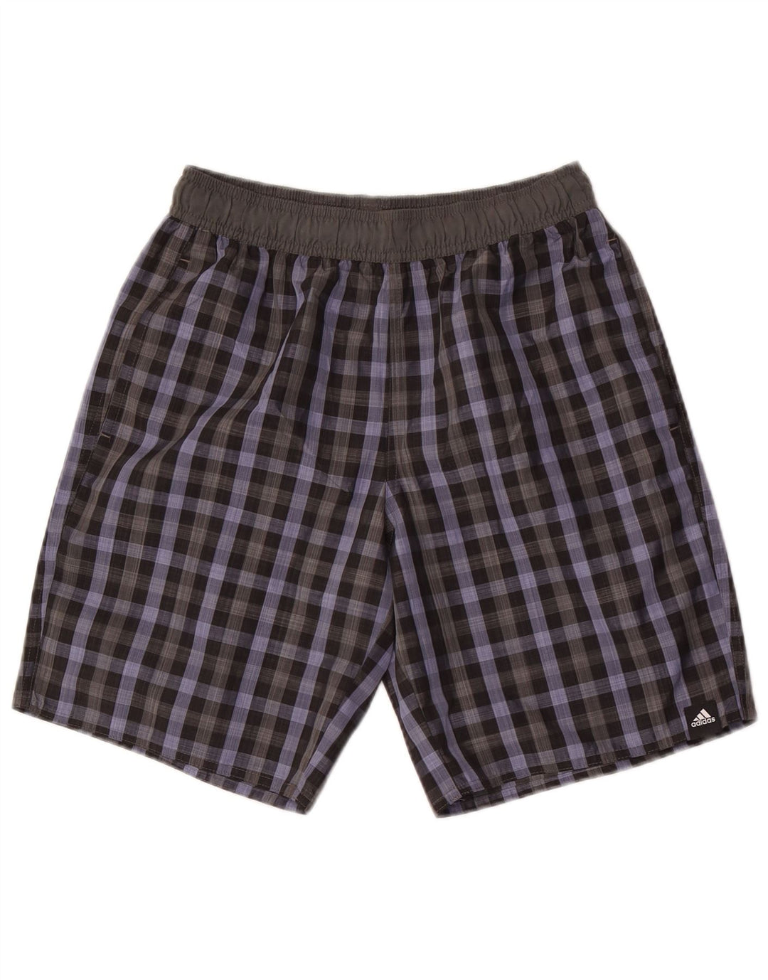 Adidas Mens Swimming Shorts Small  Grey Check Polyester