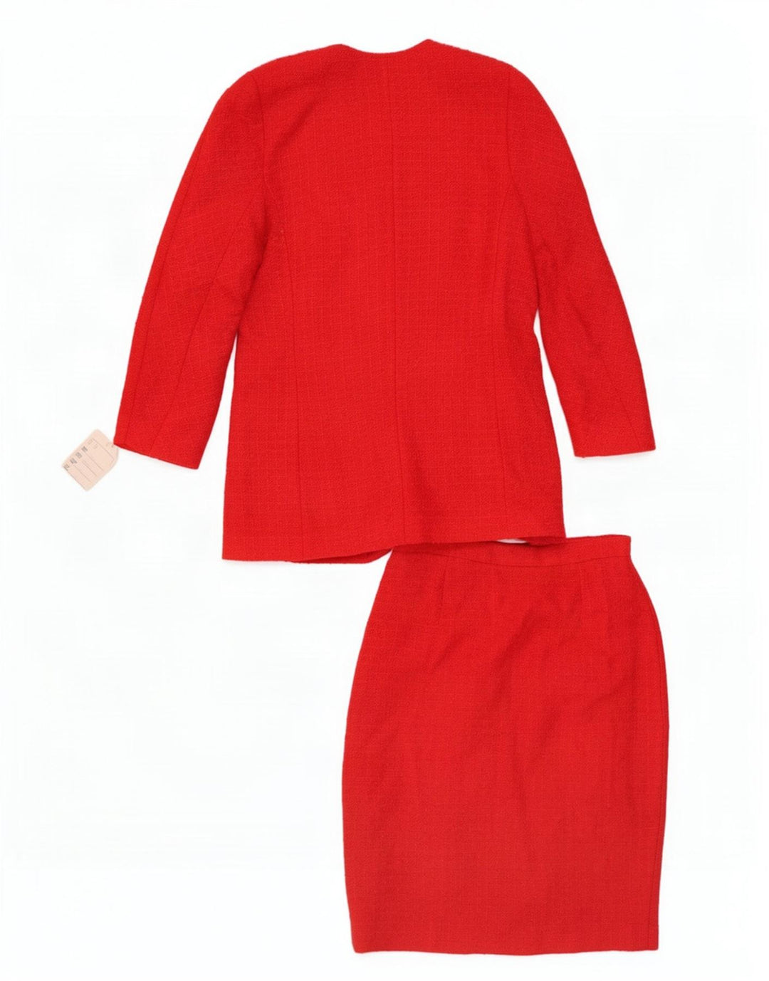 Elsa Zanella Damen 6-Knopf-2-teiliges Rockset IT 46 Large W30 Rote Wolle