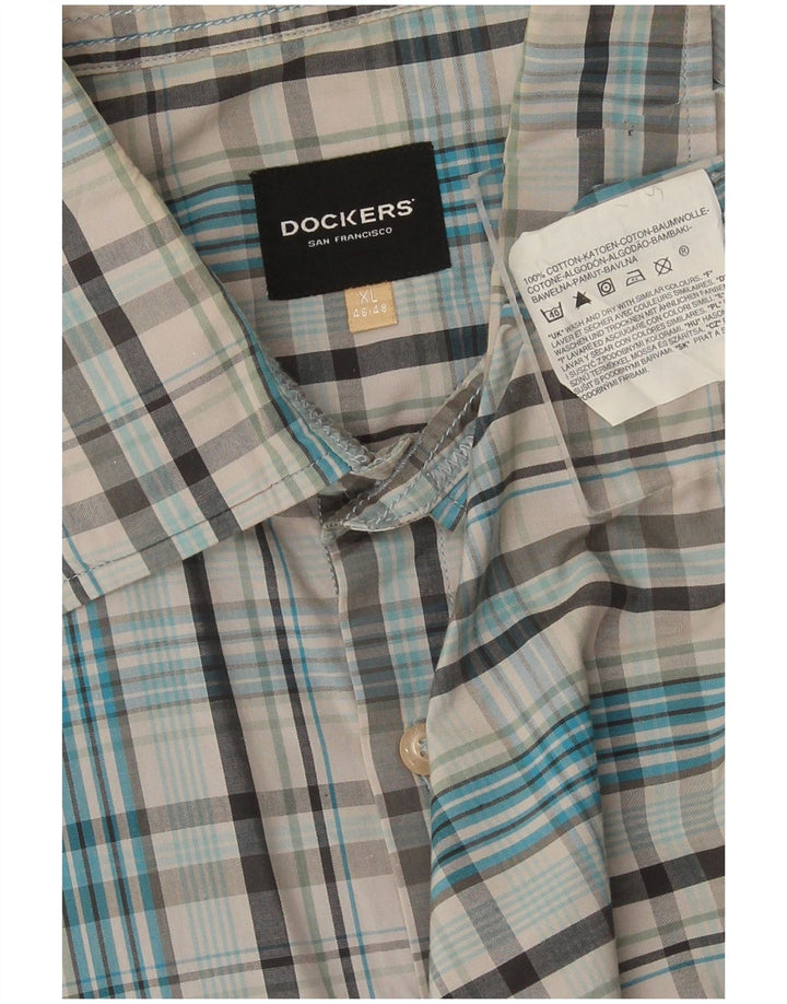 Camicia da uomo Dockers taglia 46/48 XL in cotone a quadri blu