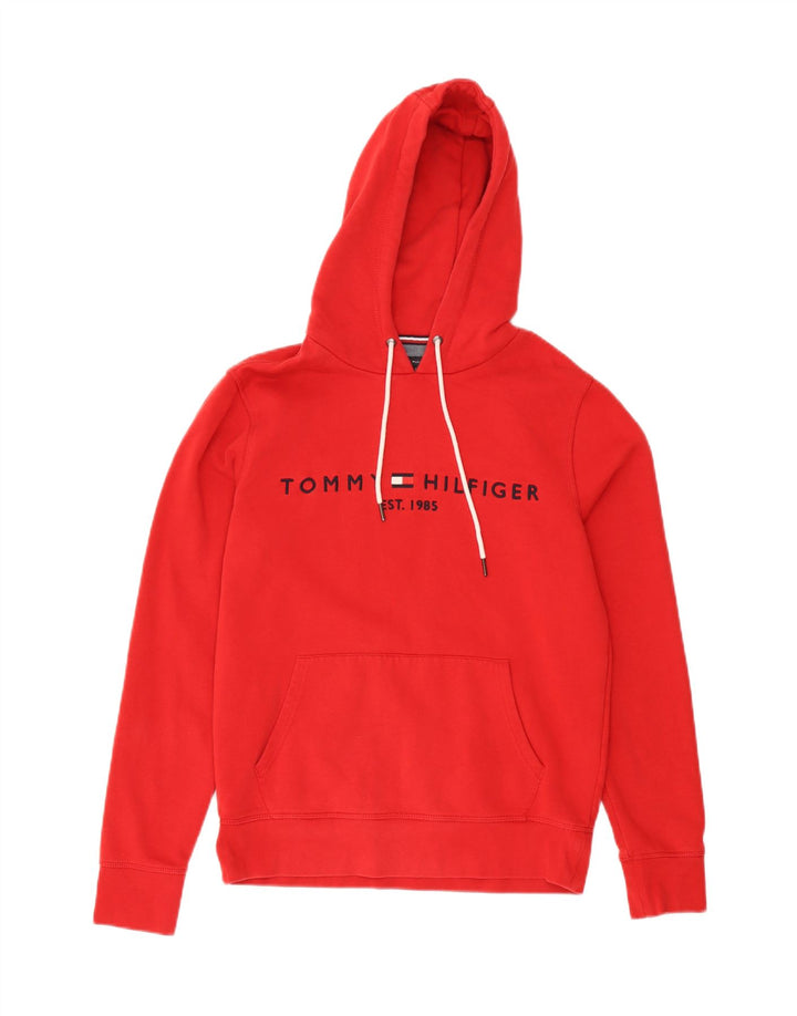 Tommy Hilfiger Mens Graphic Hoodie Jumper Medium Red Cotton