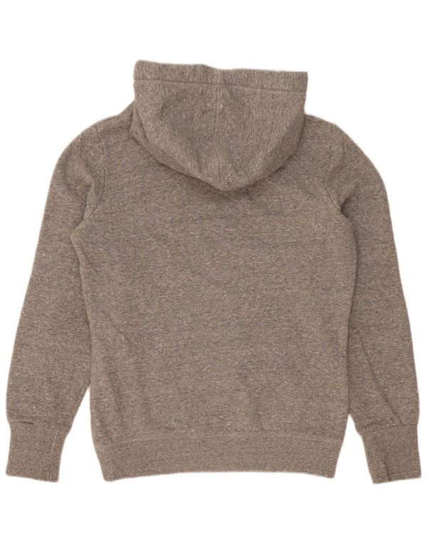 Superdry Womens Graphic Hoodie Jumper UK 14 Medium Grey Flecked Cotton