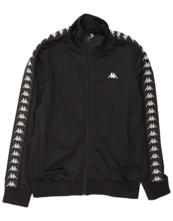 Kappa Boys Graphic Tracksuit Top Jacket 13-14 Years Black Polyester
