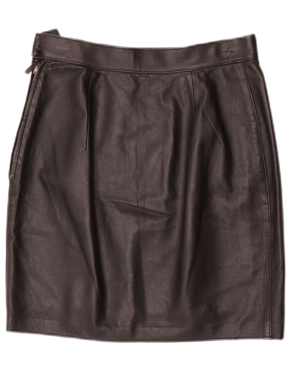 Vintage Damen Mini Lederrock W28 Medium Schwarz