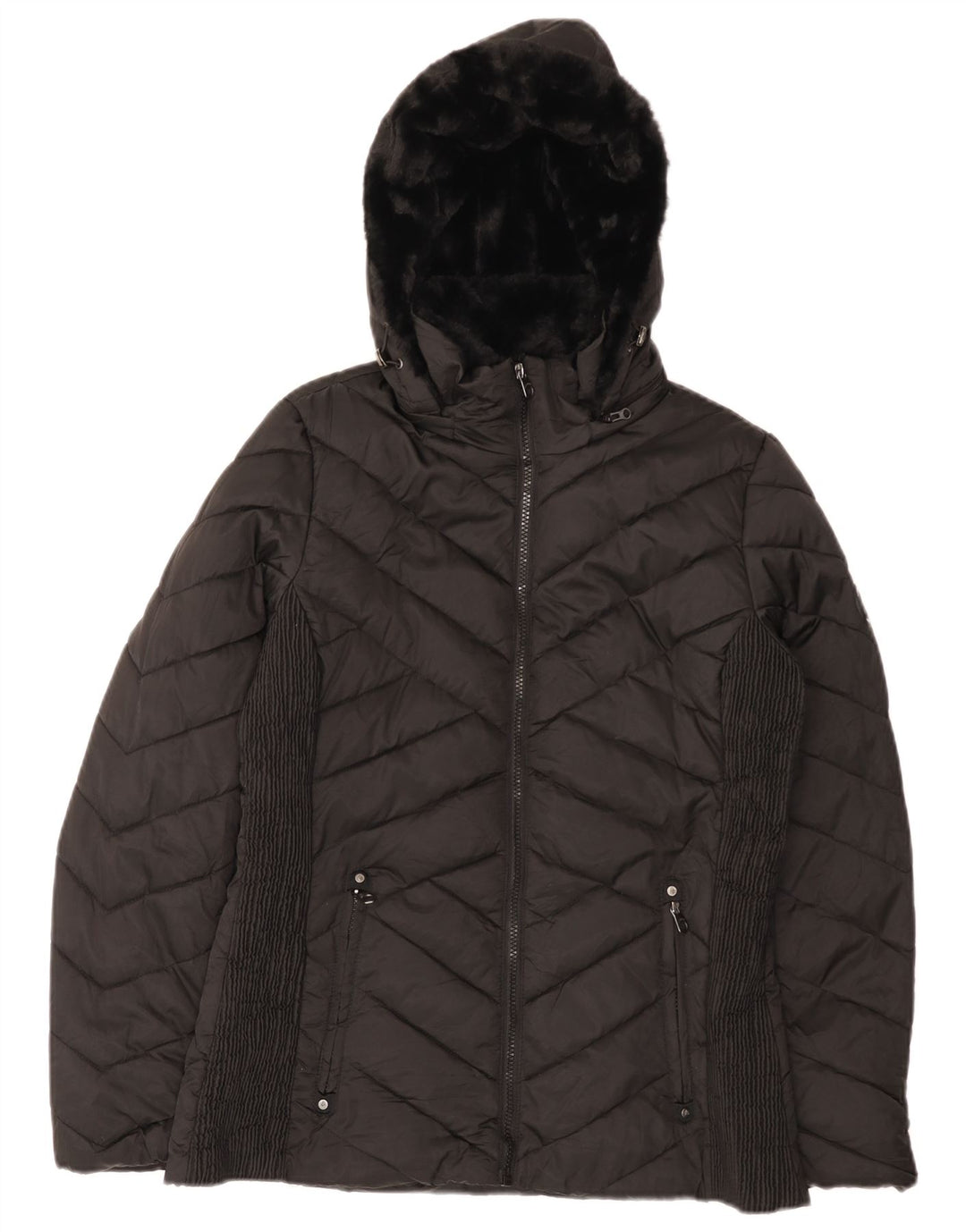 Jaqueta feminina acolchoada com capuz Nautica UK 14 poliéster preto médio