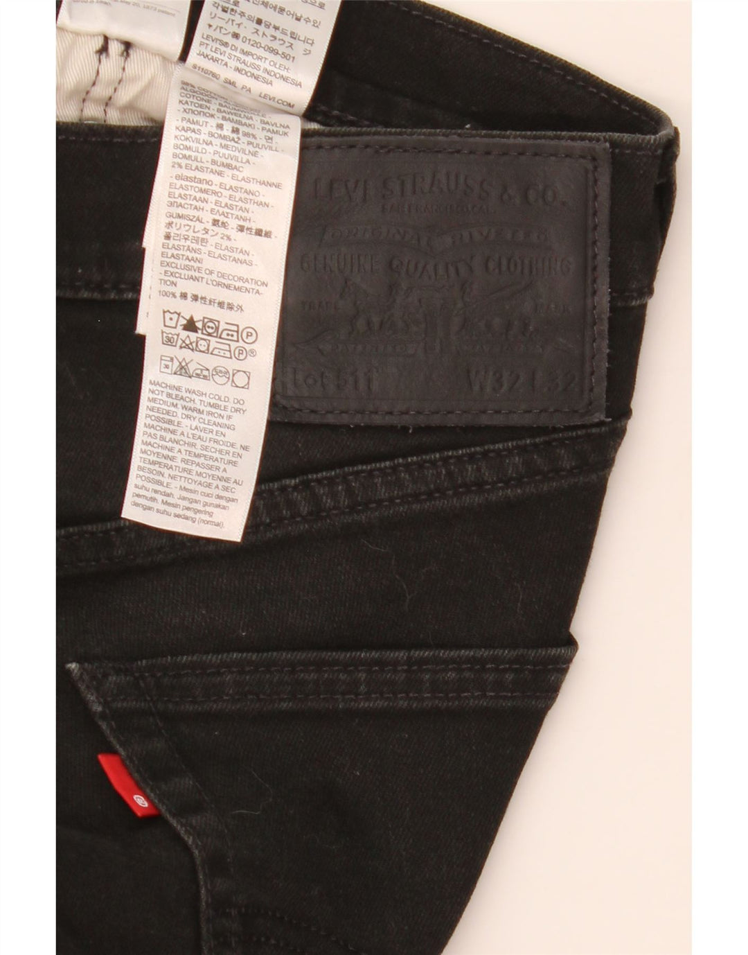 Jeans Levi's Uomo 511 Slim W32 L32 Cotone Nero