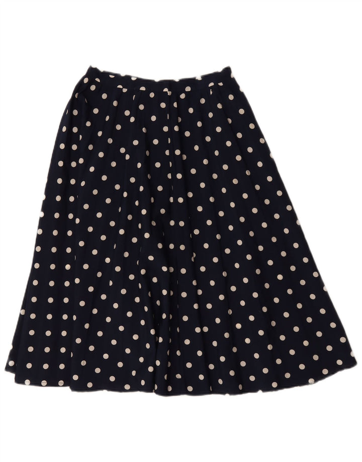 Vintage Womens A-Line Skirt W26 Small  Navy Blue Polka Dot