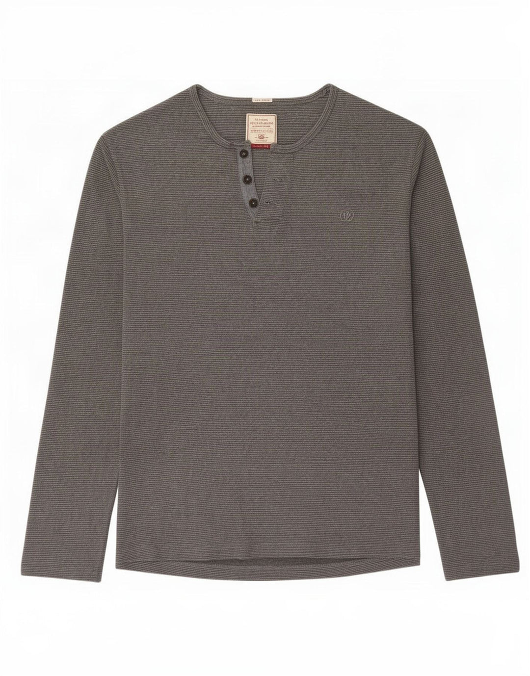 Fat Face Herren-Top, langärmelig, 2XL, graue Baumwolle