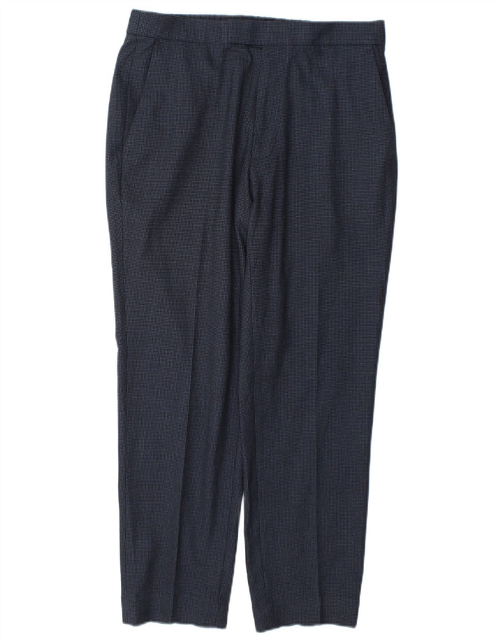 Marks & Spencer Mens Tapered Suit Trousers W32 L29 Navy Blue Check