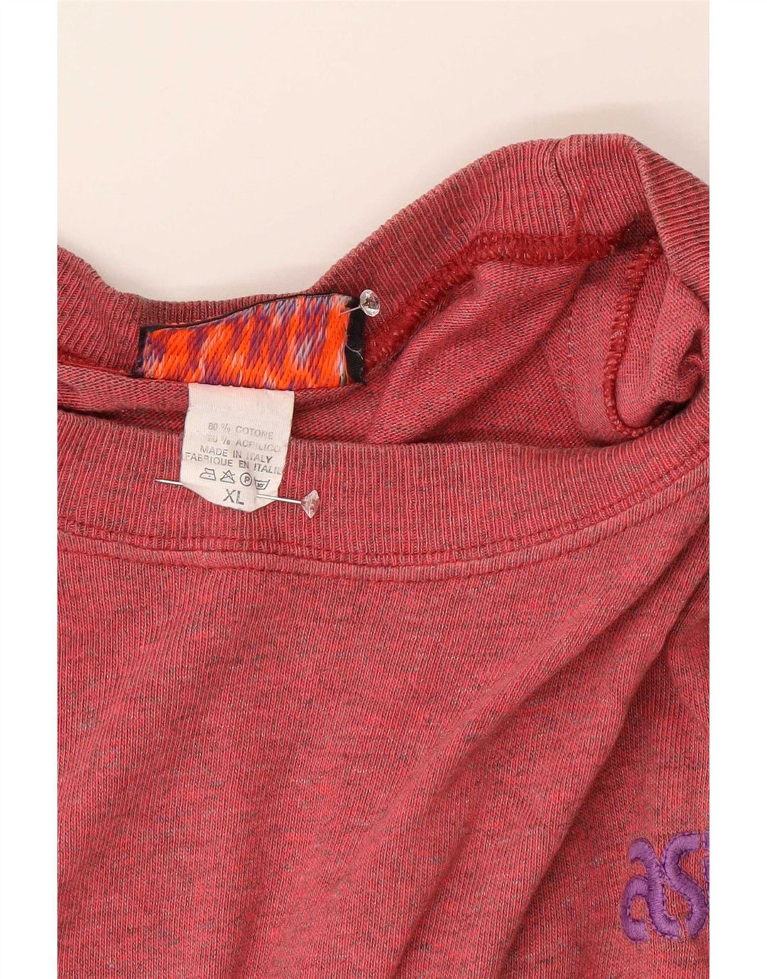 Asics Mens Graphic Top Long Sleeve XL Red Colourblock Cotton