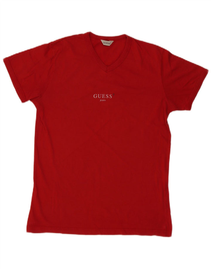 Guess Womens Graphic T-Shirt Top UK 14 Large Red