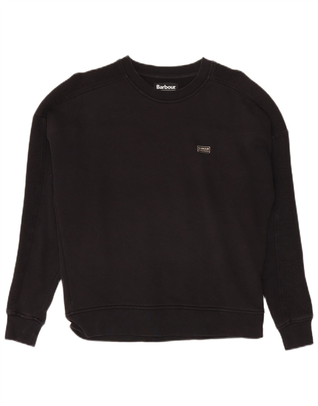 BARBOUR Womens Oversized Sweatshirt Jumper UK 8 Small Black Cotton