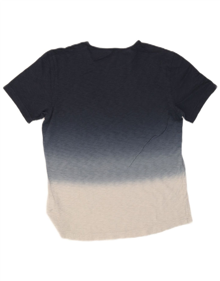 BENETTON Mens T-Shirt Top Medium Navy Blue Colourblock Cotton