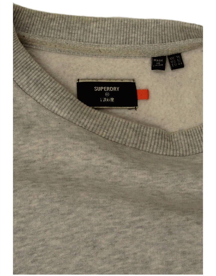 Superdry Womens Oversized Sweatshirt Jumper UK 16 Large  Grey Cotton