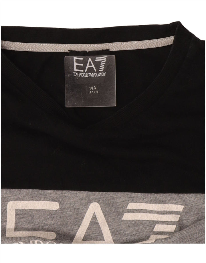 Armani Boys Graphic Top Long Sleeve 13-14 Years Black Colourblock