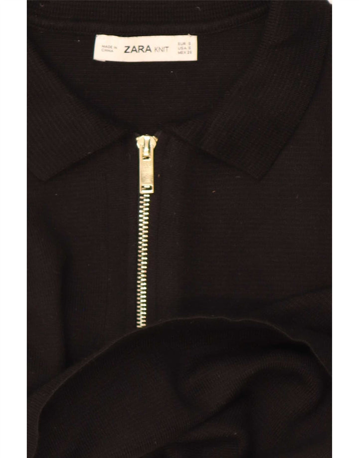 Zara Γυναικείο Πόλο Μπλουζάκι UK 10 Small Black